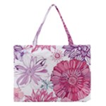 Violet Floral Pattern Medium Tote Bag