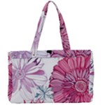 Violet Floral Pattern Canvas Work Bag