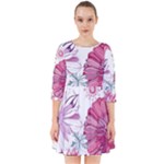 Violet Floral Pattern Smock Dress