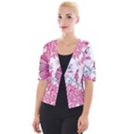 Violet Floral Pattern Cropped Button Cardigan