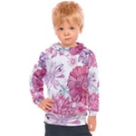 Violet Floral Pattern Kids  Hooded Pullover