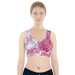 Violet Floral Pattern Sports Bra With Pocket