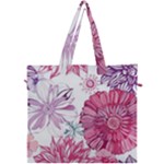 Violet Floral Pattern Canvas Travel Bag