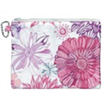 Violet Floral Pattern Canvas Cosmetic Bag (XXL)