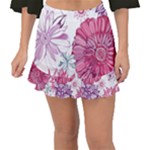 Violet Floral Pattern Fishtail Mini Chiffon Skirt