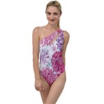 Violet Floral Pattern To One Side Swimsuit