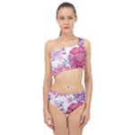 Violet Floral Pattern Spliced Up Two Piece Swimsuit
