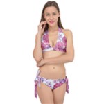 Violet Floral Pattern Tie It Up Bikini Set