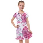 Violet Floral Pattern Kids  Cross Web Dress