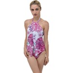 Violet Floral Pattern Go with the Flow One Piece Swimsuit