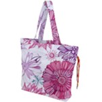 Violet Floral Pattern Drawstring Tote Bag