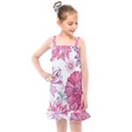 Violet Floral Pattern Kids  Overall Dress