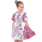 Violet Floral Pattern Kids  Sailor Dress