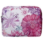 Violet Floral Pattern Make Up Pouch (Large)