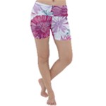 Violet Floral Pattern Lightweight Velour Yoga Shorts
