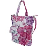 Violet Floral Pattern Shoulder Tote Bag