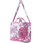 Violet Floral Pattern Square Shoulder Tote Bag