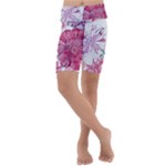 Violet Floral Pattern Kids  Lightweight Velour Cropped Yoga Leggings