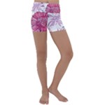 Violet Floral Pattern Kids  Lightweight Velour Yoga Shorts