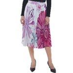 Violet Floral Pattern Classic Velour Midi Skirt 