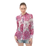 Violet Floral Pattern Long Sleeve Chiffon Shirt