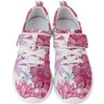 Violet Floral Pattern Men s Velcro Strap Shoes