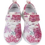 Violet Floral Pattern Kids  Velcro Strap Shoes