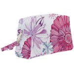 Violet Floral Pattern Wristlet Pouch Bag (Large)