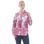 Violet Floral Pattern Women s Long Sleeve Pocket Shirt