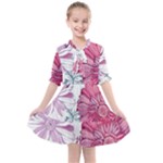Violet Floral Pattern Kids  All Frills Chiffon Dress