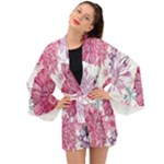 Violet Floral Pattern Long Sleeve Kimono