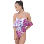 Violet Floral Pattern Drape Piece Swimsuit