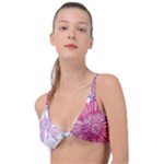Violet Floral Pattern Knot Up Bikini Top