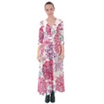 Violet Floral Pattern Button Up Maxi Dress