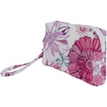 Violet Floral Pattern Wristlet Pouch Bag (Small)
