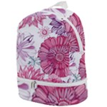 Violet Floral Pattern Zip Bottom Backpack