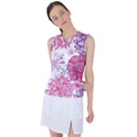 Violet Floral Pattern Women s Sleeveless Sports Top