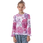 Violet Floral Pattern Kids  Frill Detail T-Shirt