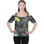 Leaves Floral Pattern Nature Cutout Shoulder T-Shirt