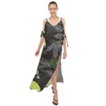 Leaves Floral Pattern Nature Maxi Chiffon Cover Up Dress
