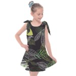 Leaves Floral Pattern Nature Kids  Tie Up Tunic Dress