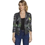Leaves Floral Pattern Nature Women s Casual 3/4 Sleeve Spring Jacket