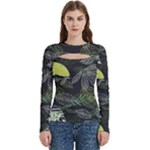 Leaves Floral Pattern Nature Women s Cut Out Long Sleeve T-Shirt