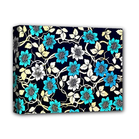 Blue Flower Floral Flora Naure Pattern Deluxe Canvas 14  x 11  (Stretched) from UrbanLoad.com