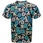 Blue Flower Floral Flora Naure Pattern Men s Cotton T-Shirt