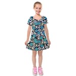 Blue Flower Floral Flora Naure Pattern Kids  Short Sleeve Velvet Dress