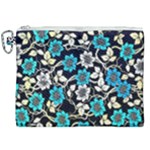 Blue Flower Floral Flora Naure Pattern Canvas Cosmetic Bag (XXL)