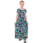 Blue Flower Floral Flora Naure Pattern Kids  Short Sleeve Maxi Dress