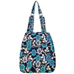 Blue Flower Floral Flora Naure Pattern Center Zip Backpack