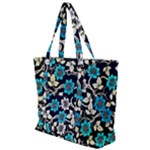 Blue Flower Floral Flora Naure Pattern Zip Up Canvas Bag